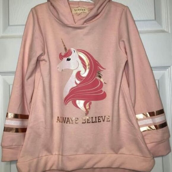 btween Other - btween Girls’ Unicorn Pink Lightweight Hoodie Sz 6X